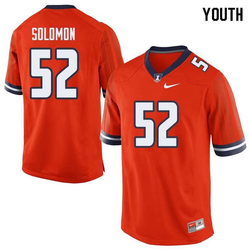 Youth #52 Adam Solomon Illinois Fighting Illini College Football Jerseys Sale-Orange